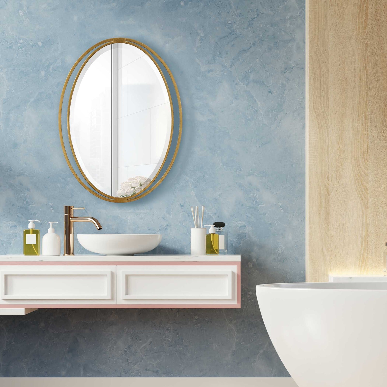American Home Furniture Uttermost Rhodes Gold Oval Mirror