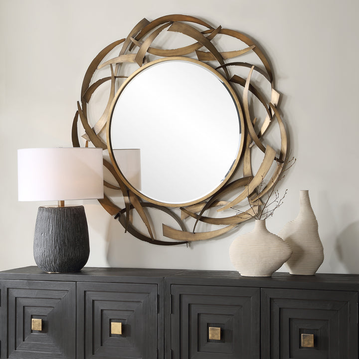 American Home Furniture | Uttermost - Cutting Edge Bronze Round Mirror