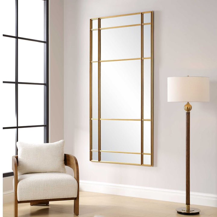 American Home Furniture Uttermost Spurgeon Gold Window Mirror