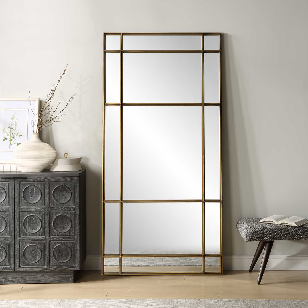 American Home Furniture Uttermost Spurgeon Gold Window Mirror