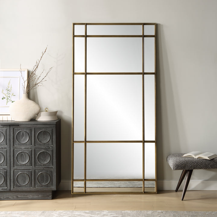 American Home Furniture | Uttermost - Spurgeon Gold Window Mirror