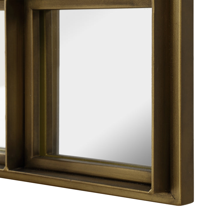 American Home Furniture | Uttermost - Spurgeon Gold Window Mirror