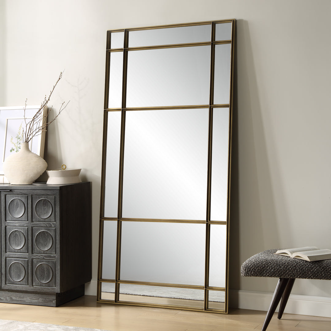 American Home Furniture | Uttermost - Spurgeon Gold Window Mirror