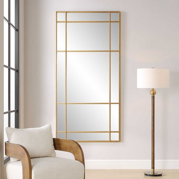 American Home Furniture Uttermost Spurgeon Gold Window Mirror