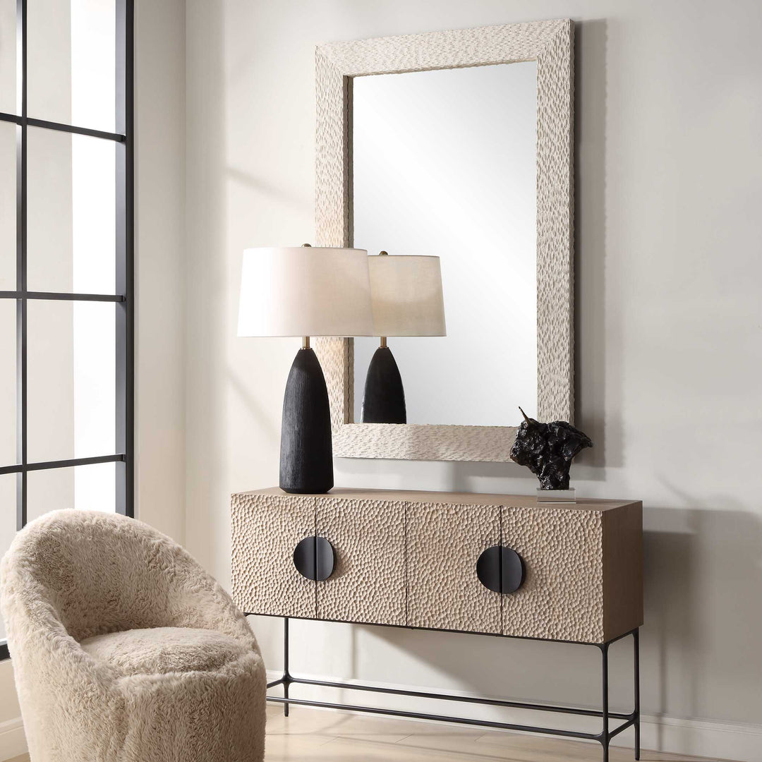 American Home Furniture Uttermost Everett Ivory Stone Mirror