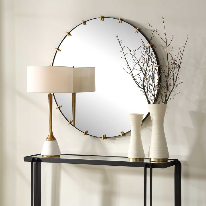 American Home Furniture Uttermost Pali Industrial Round Mirror