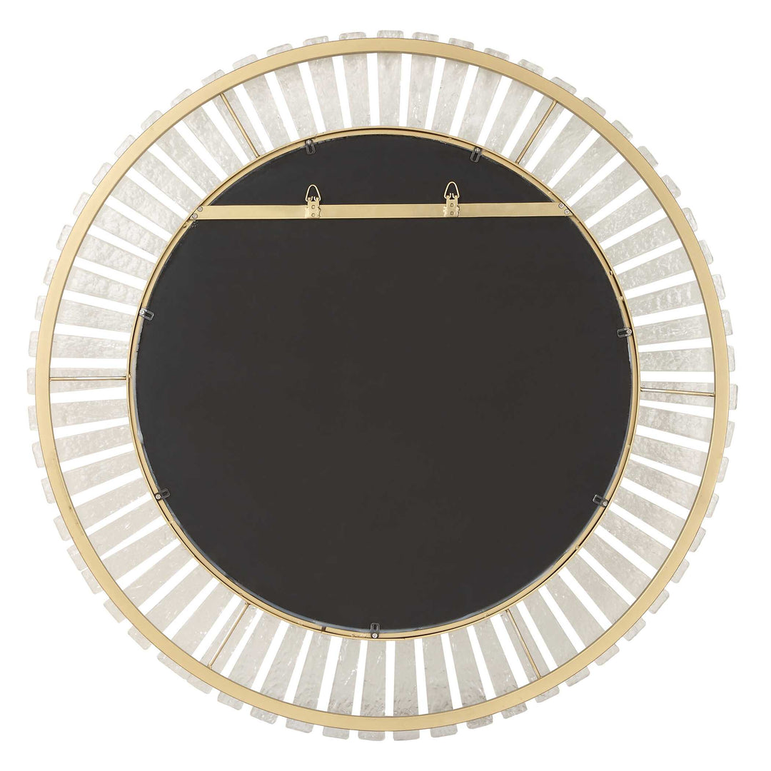 American Home Furniture Uttermost Denali Textured Glass Round Mirror