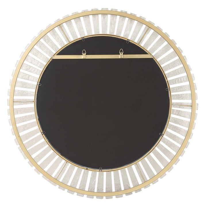 American Home Furniture Uttermost Denali Textured Glass Round Mirror