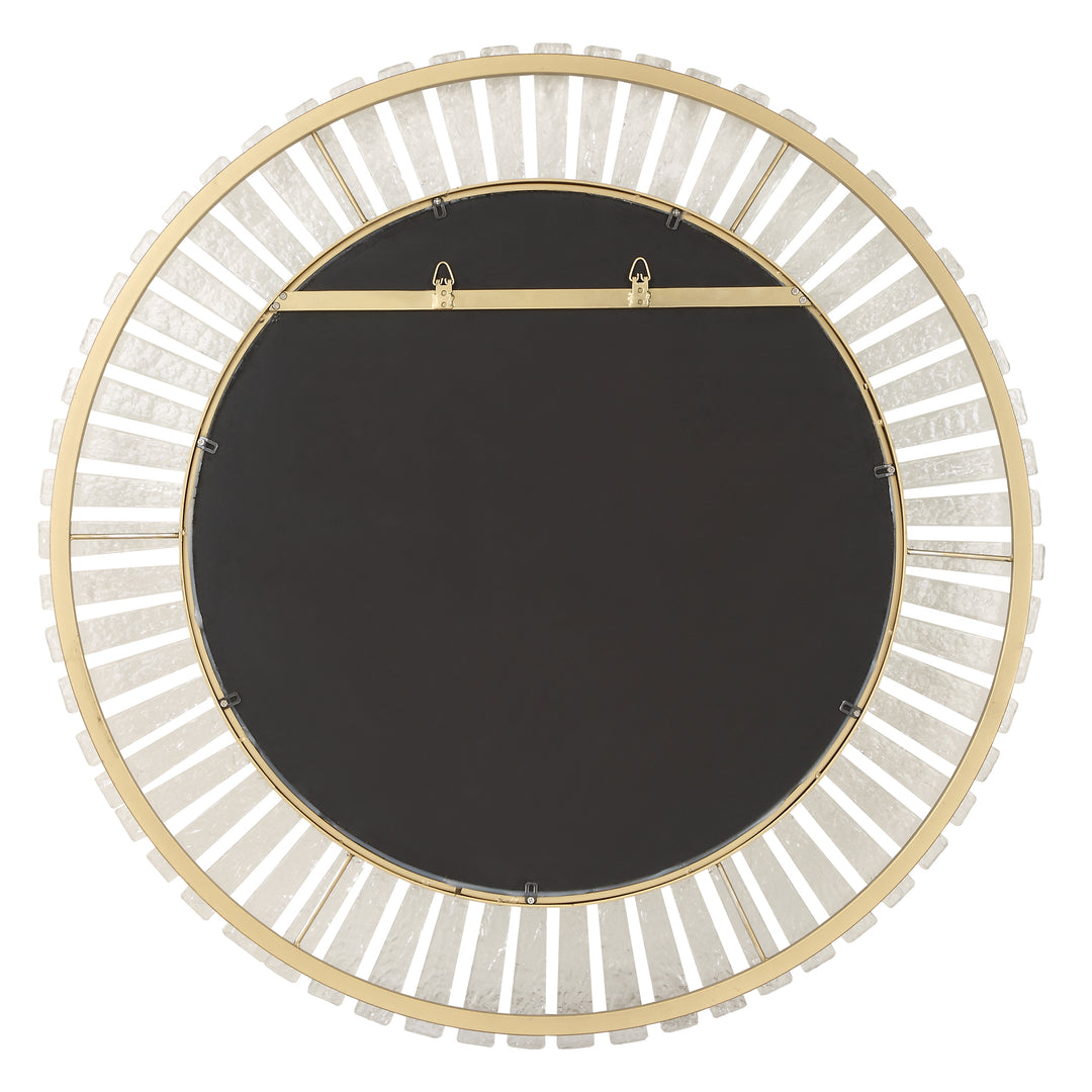 American Home Furniture | Uttermost - Denali Textured Glass Round Mirror