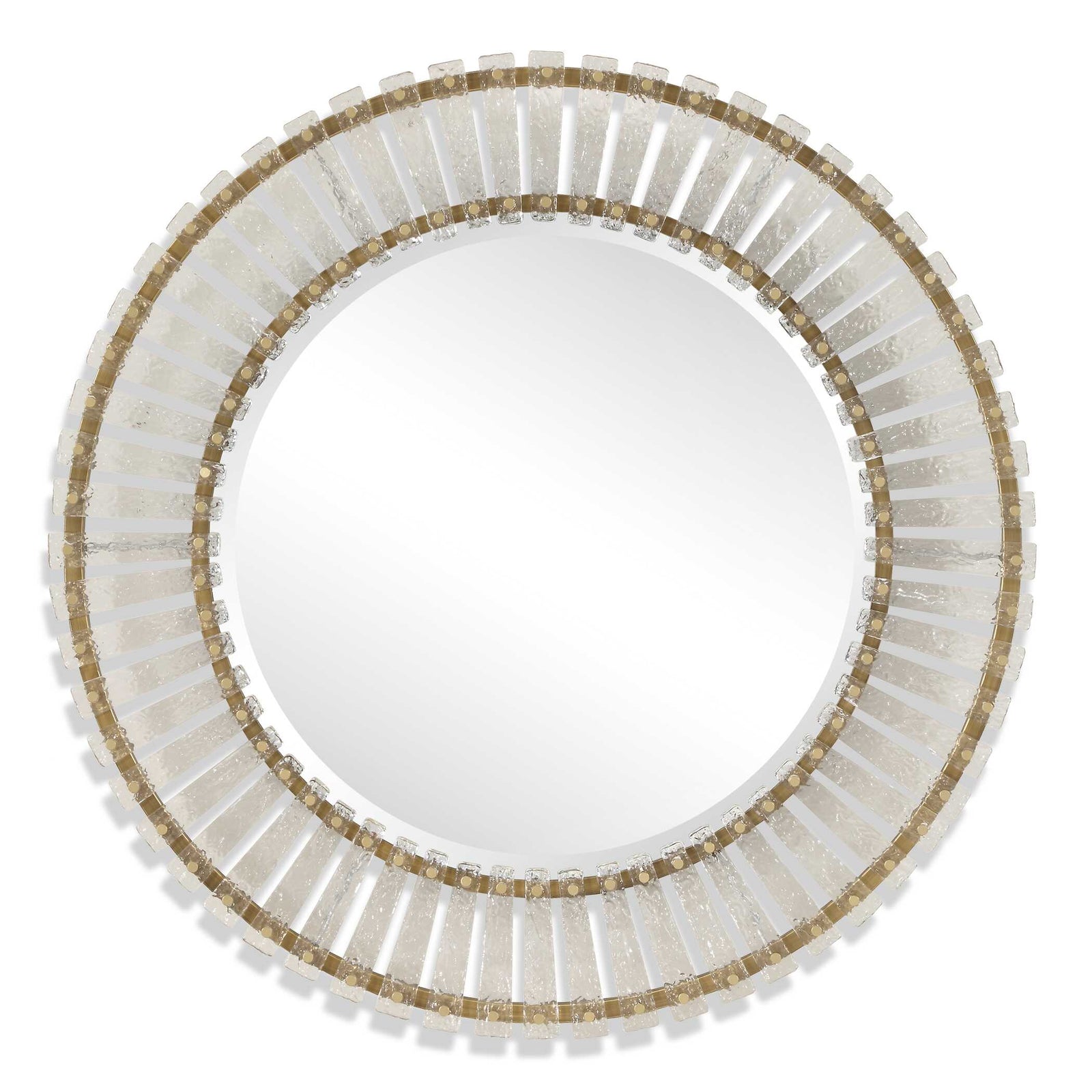 American Home Furniture Uttermost Denali Textured Glass Round Mirror