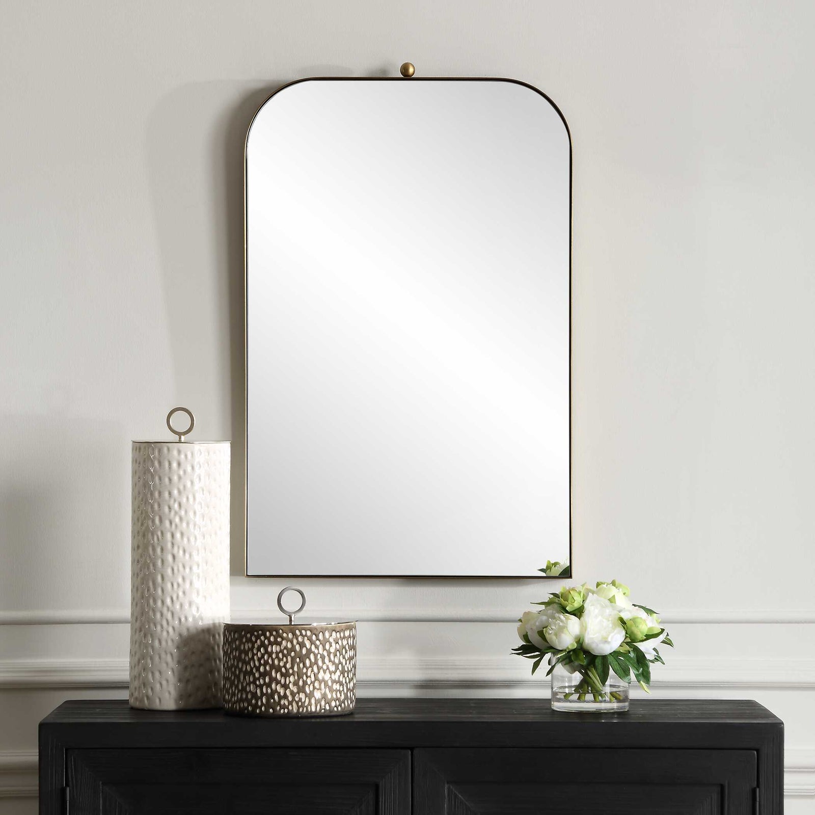 American Home Furniture Uttermost Cassidy Brass Arch Mirror
