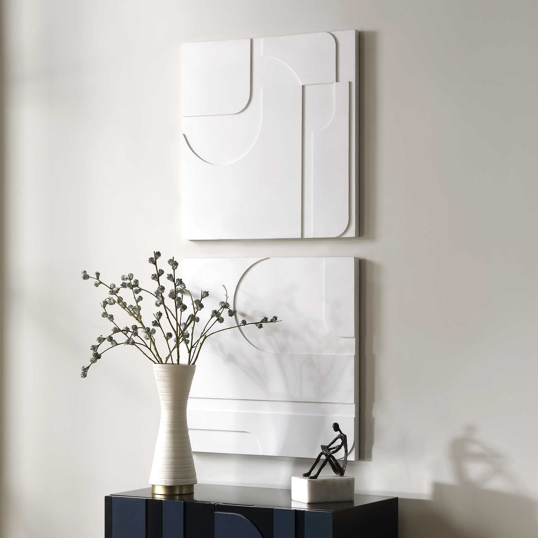 American Home Furniture Uttermost Contours White Wall Decor, S/2