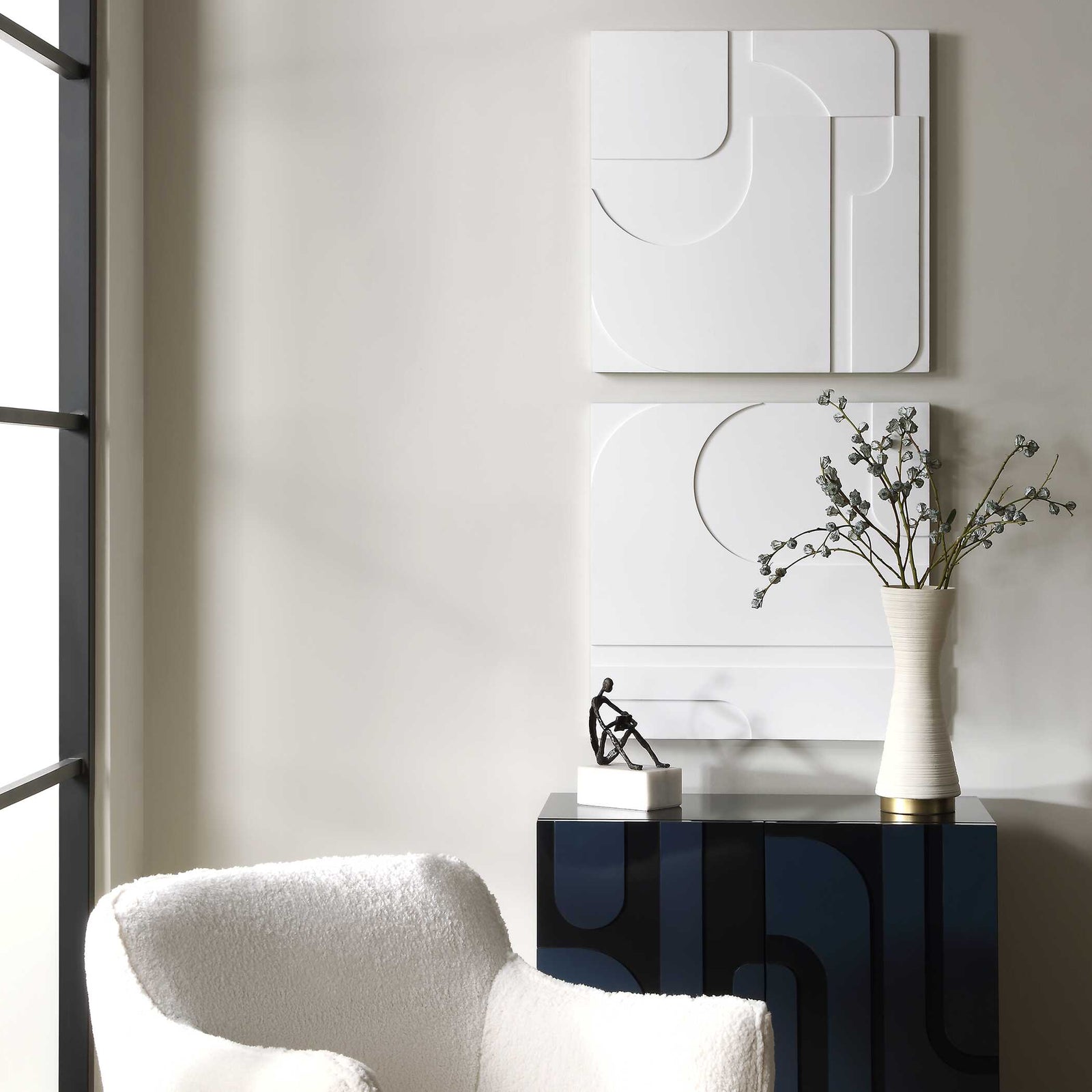 American Home Furniture Uttermost Contours White Wall Decor, S/2