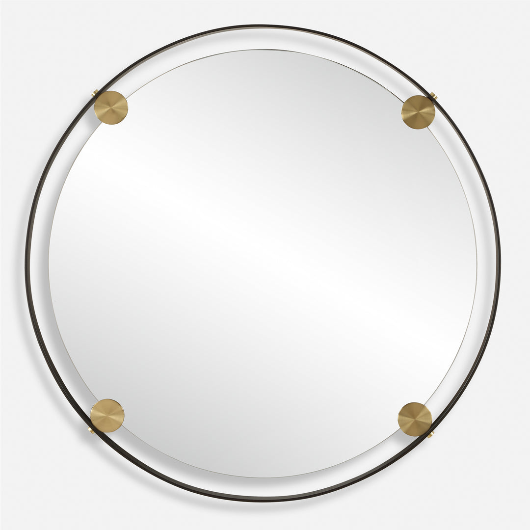 American Home Furniture | Uttermost - Radius Round Bronze Iron Mirror