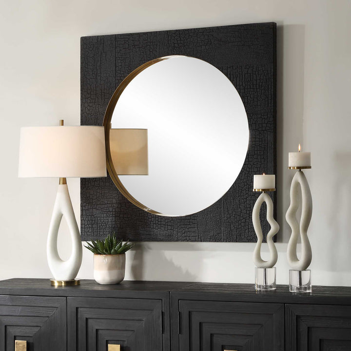 American Home Furniture Uttermost Ember Black Square Mirror