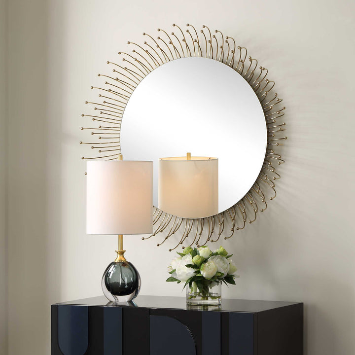 American Home Furniture Uttermost Aga Round Gold Mirror