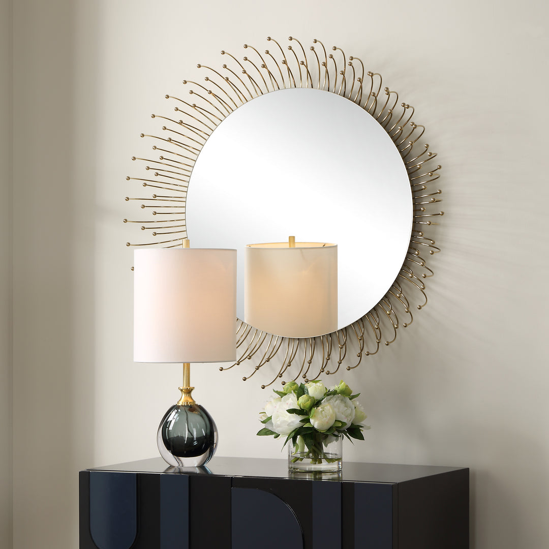 American Home Furniture | Uttermost - Aga Round Gold Mirror