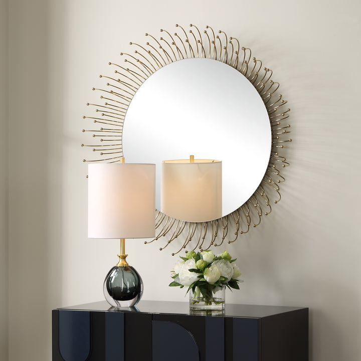 American Home Furniture | Uttermost - Aga Round Gold Mirror