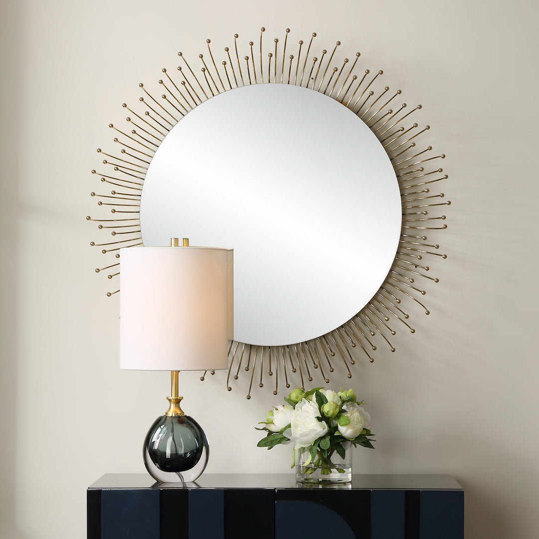 American Home Furniture | Uttermost - Aga Round Gold Mirror