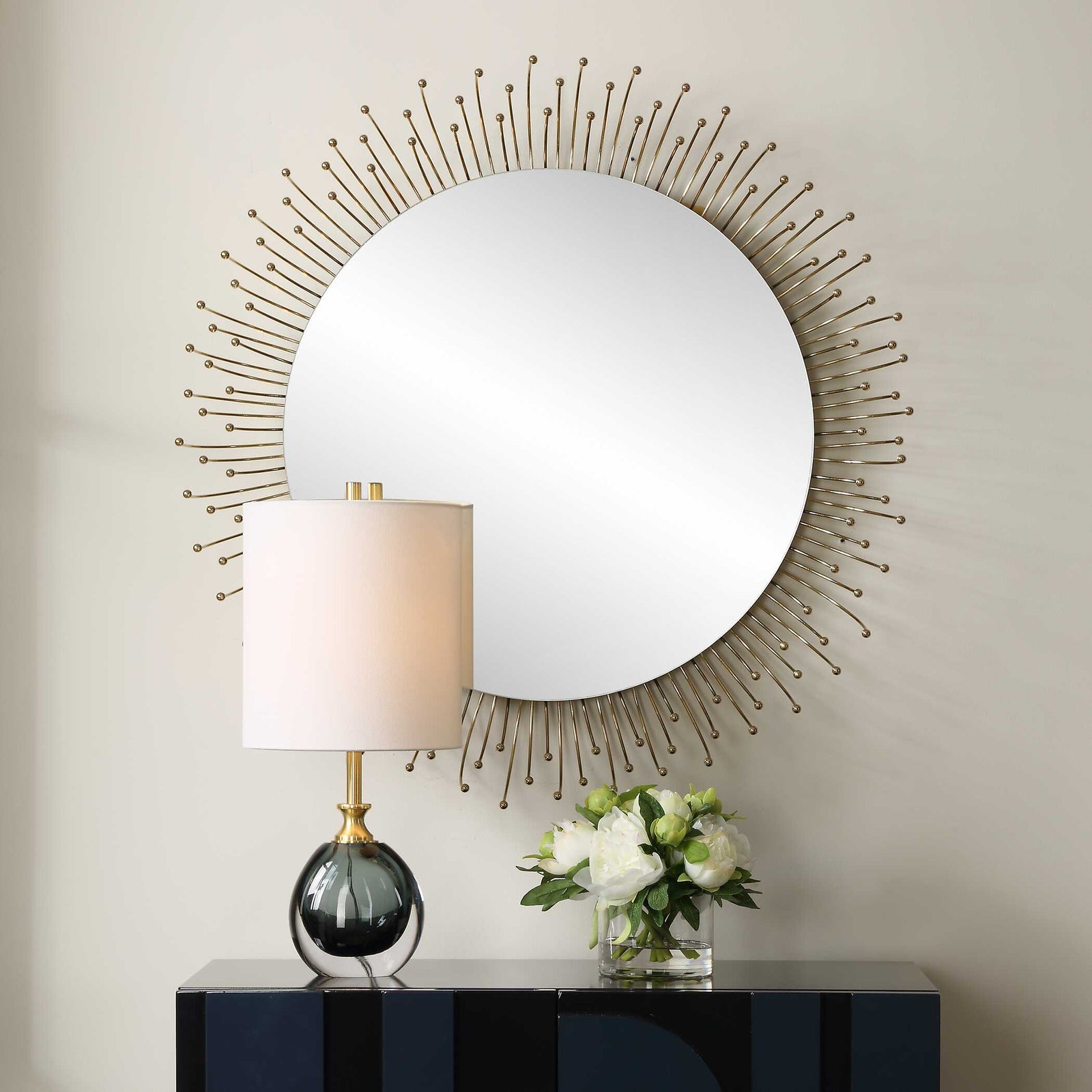 American Home Furniture Uttermost Aga Round Gold Mirror