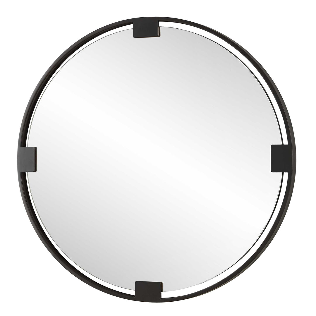 American Home Furniture Uttermost Cornelia Black Round Mirror
