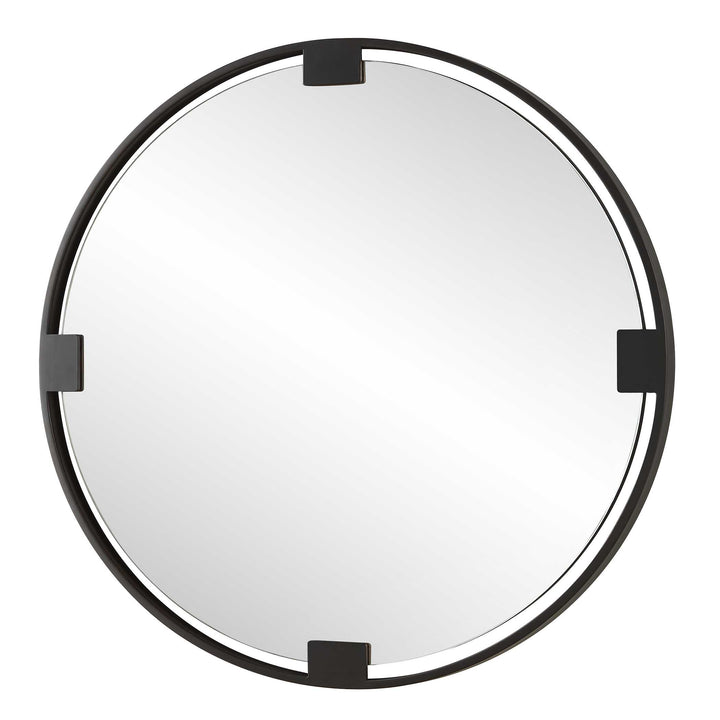 American Home Furniture Uttermost Cornelia Black Round Mirror