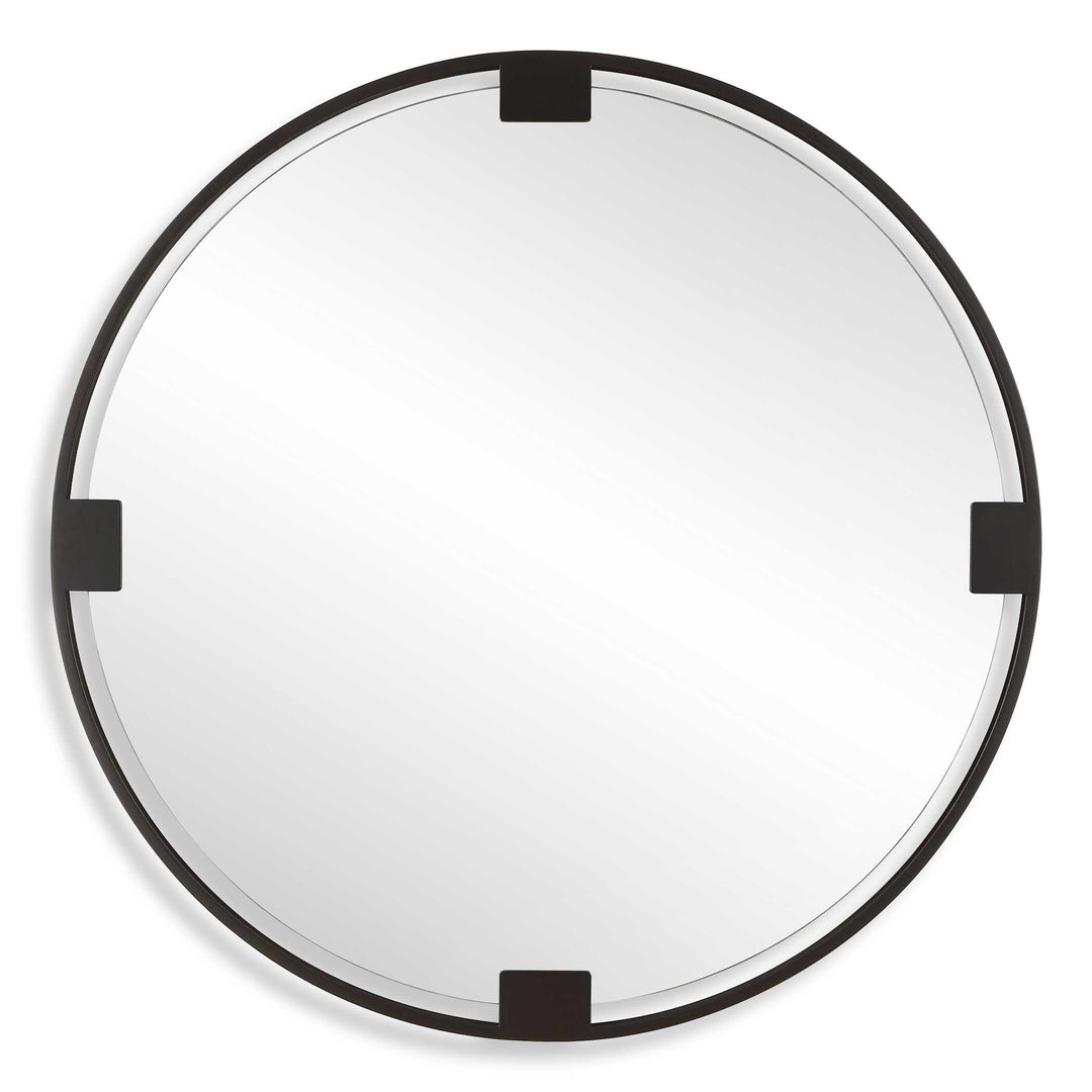 American Home Furniture Uttermost Cornelia Black Round Mirror