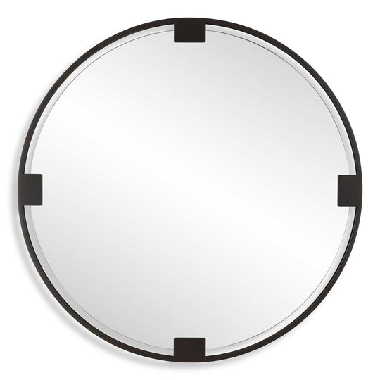 American Home Furniture Uttermost Cornelia Black Round Mirror