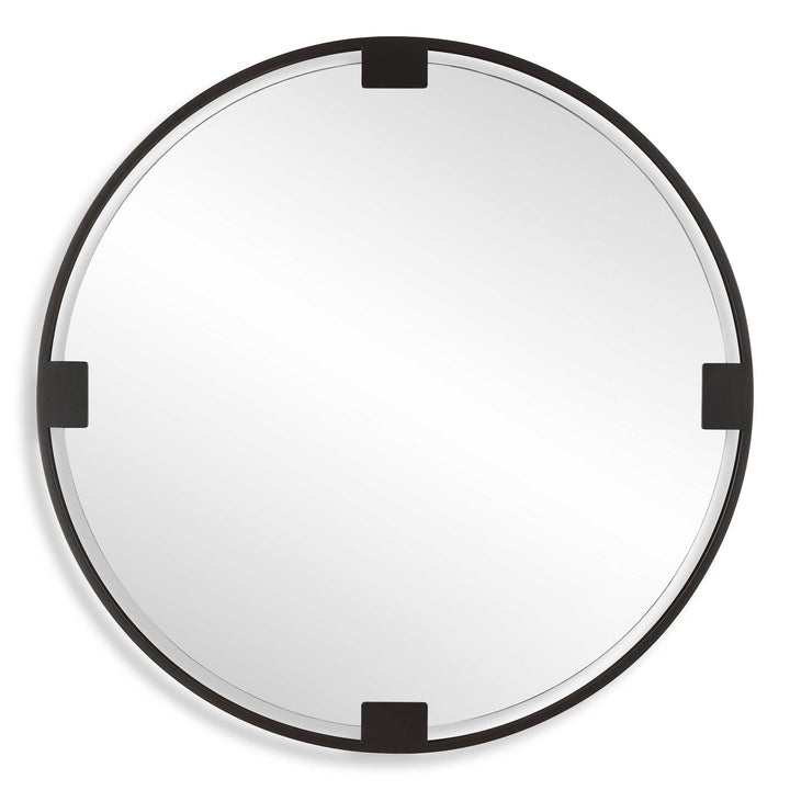 American Home Furniture Uttermost Cornelia Black Round Mirror