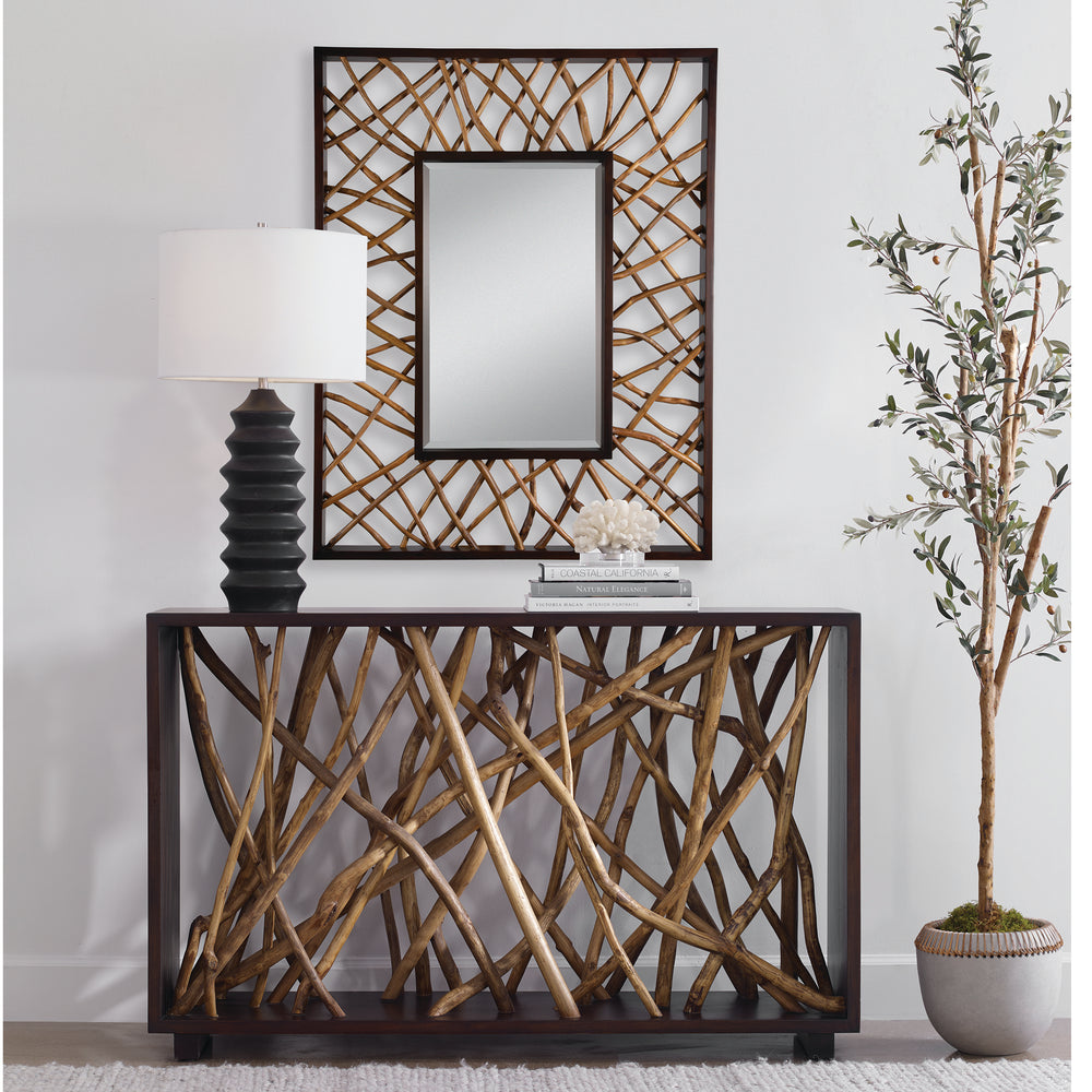 American Home Furniture | Uttermost - Teak Maze Rectangle Mirror