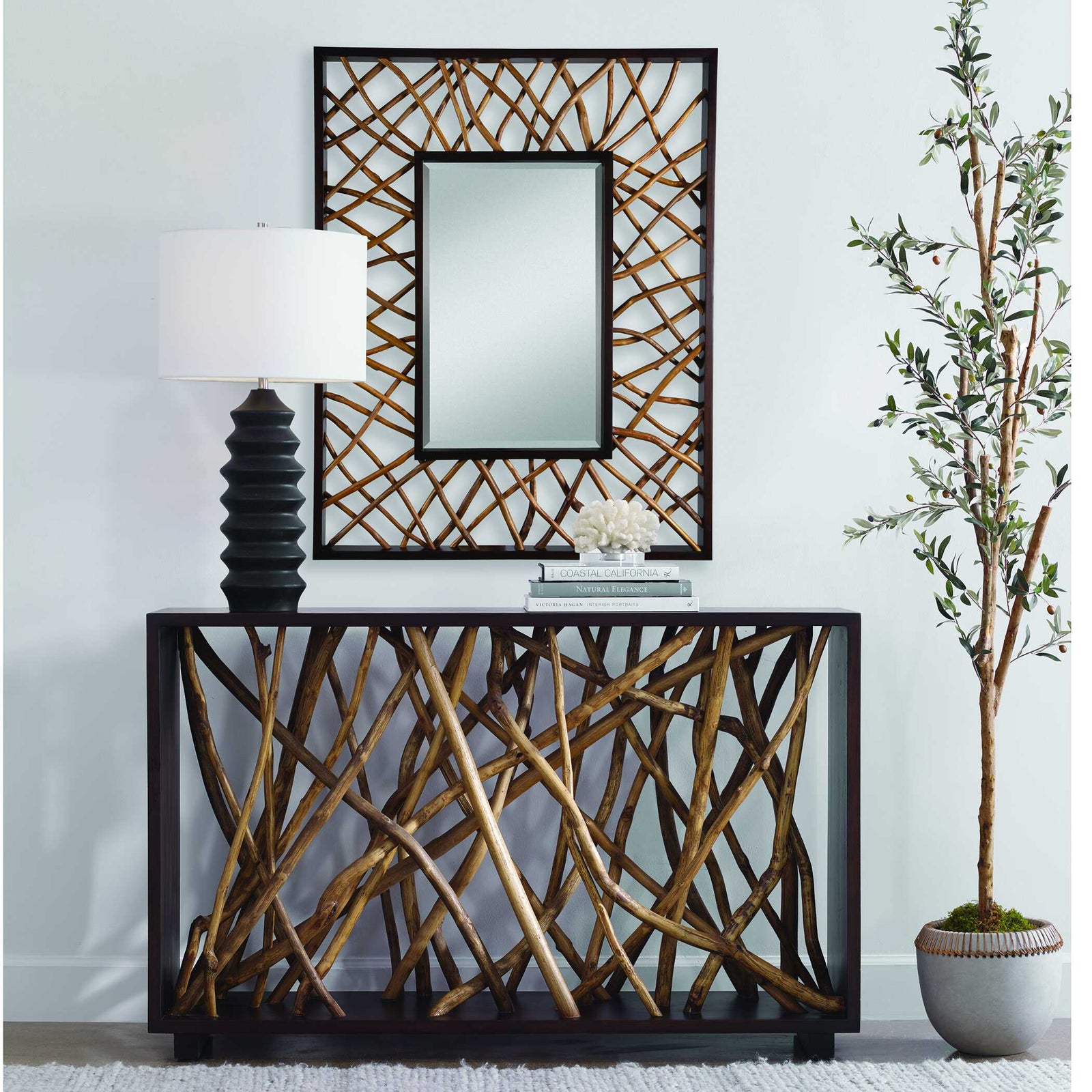 American Home Furniture Uttermost Teak Maze Rectangle Mirror