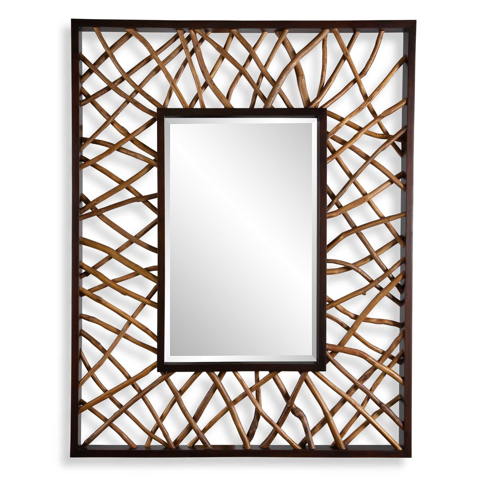 American Home Furniture Uttermost Teak Maze Rectangle Mirror