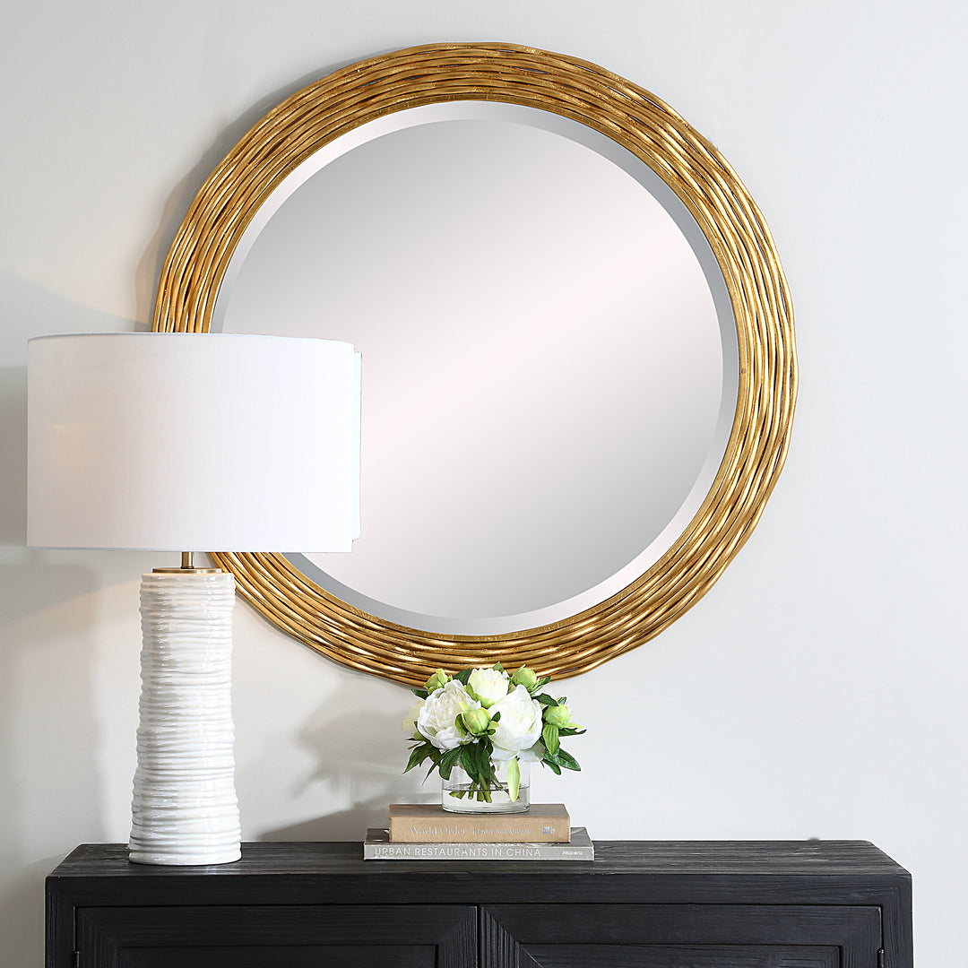 American Home Furniture | Uttermost - Celeste Gold Round Mirror