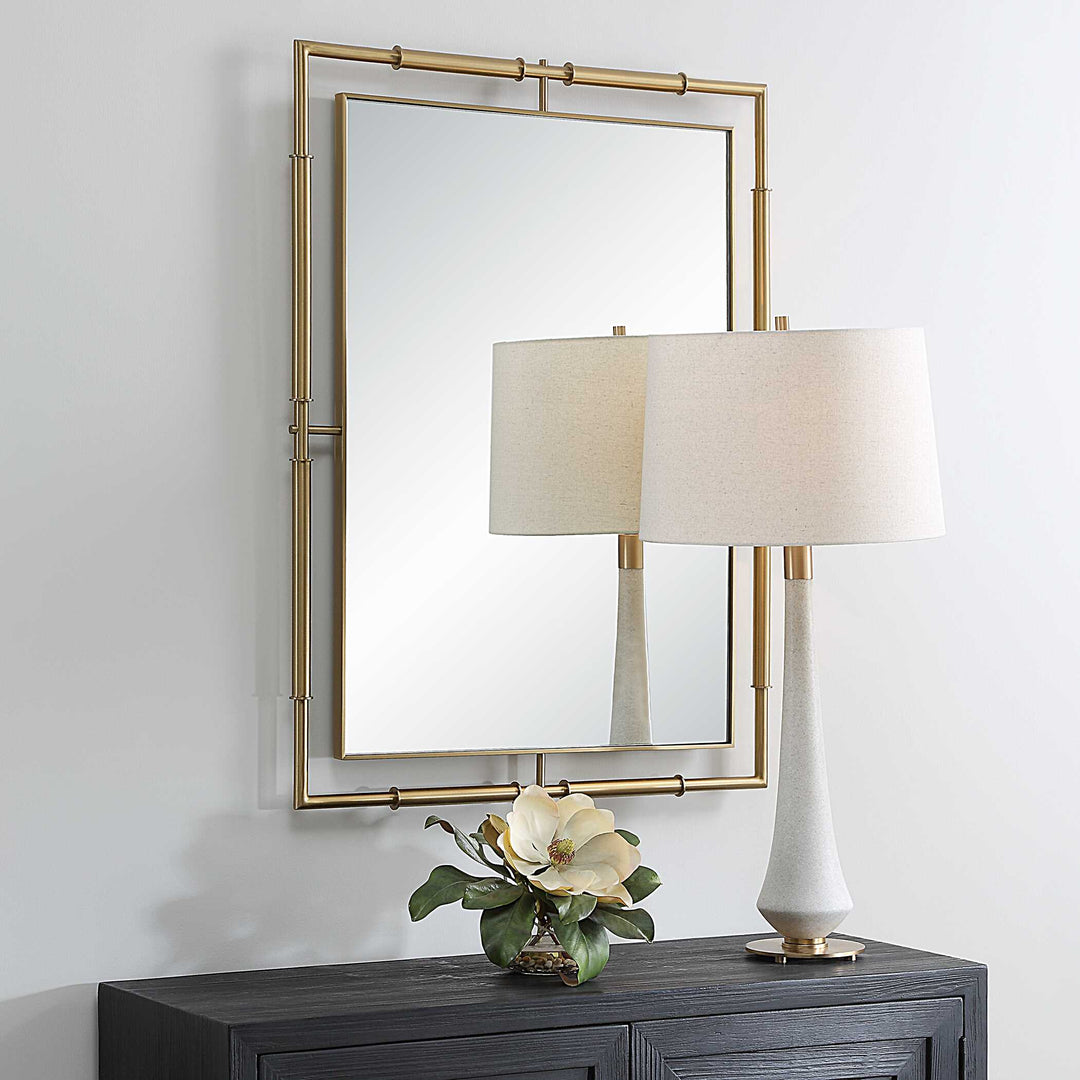 American Home Furniture Uttermost It's All Connected Rectangle Brass Mirror