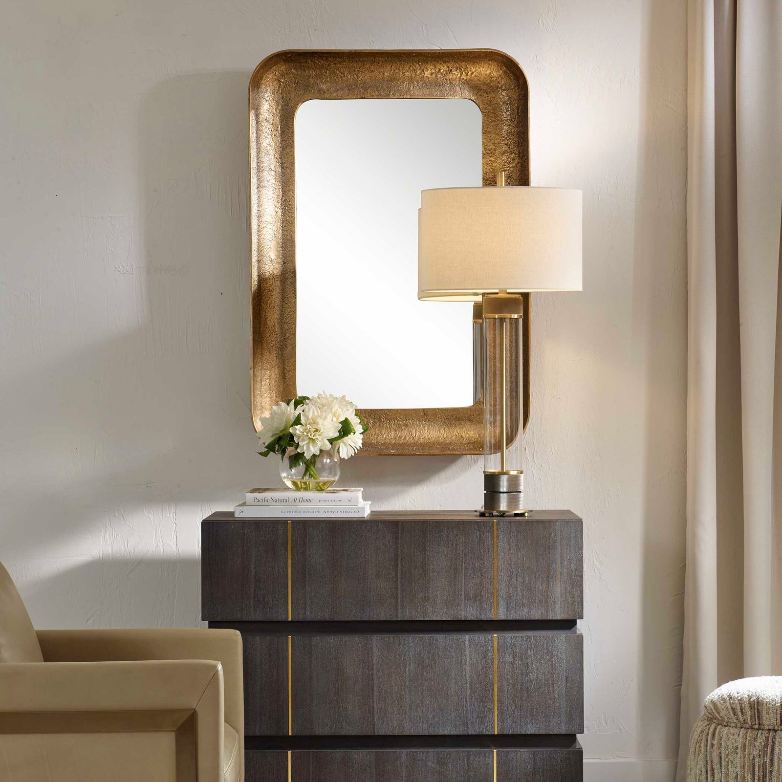 American Home Furniture Uttermost Alvaro Antique Brass Mirror