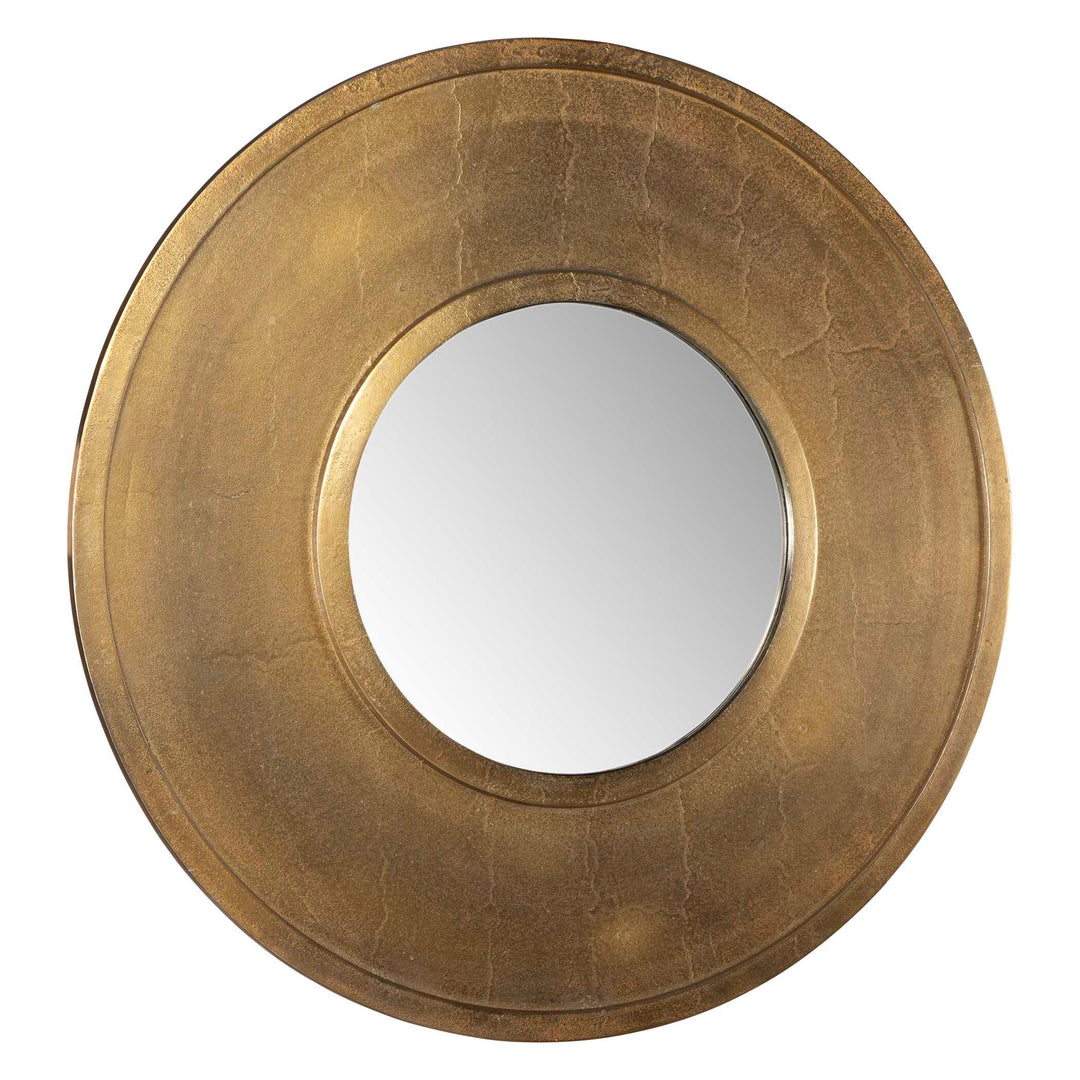 American Home Furniture Uttermost Axel Round Brass Mirror