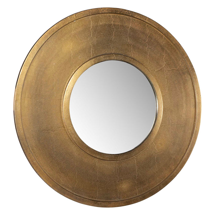 American Home Furniture Uttermost Axel Round Brass Mirror