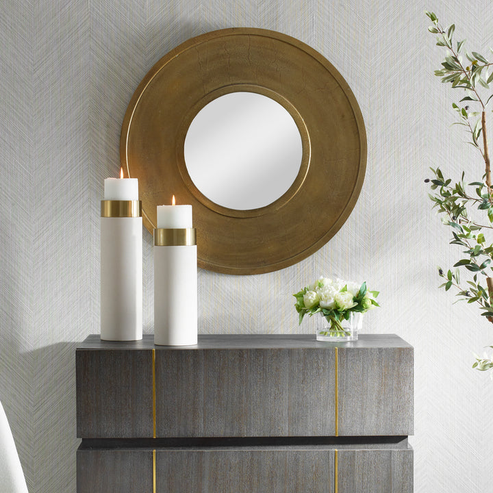 American Home Furniture | Uttermost - Axel Round Brass Mirror