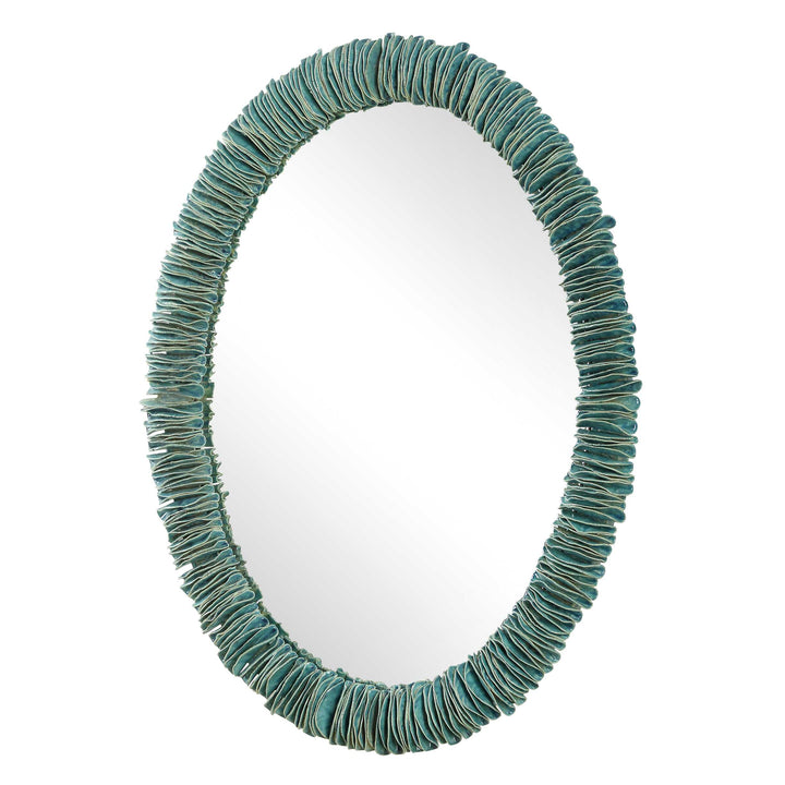 American Home Furniture Uttermost Bonaire Teal Blue Oval Mirror