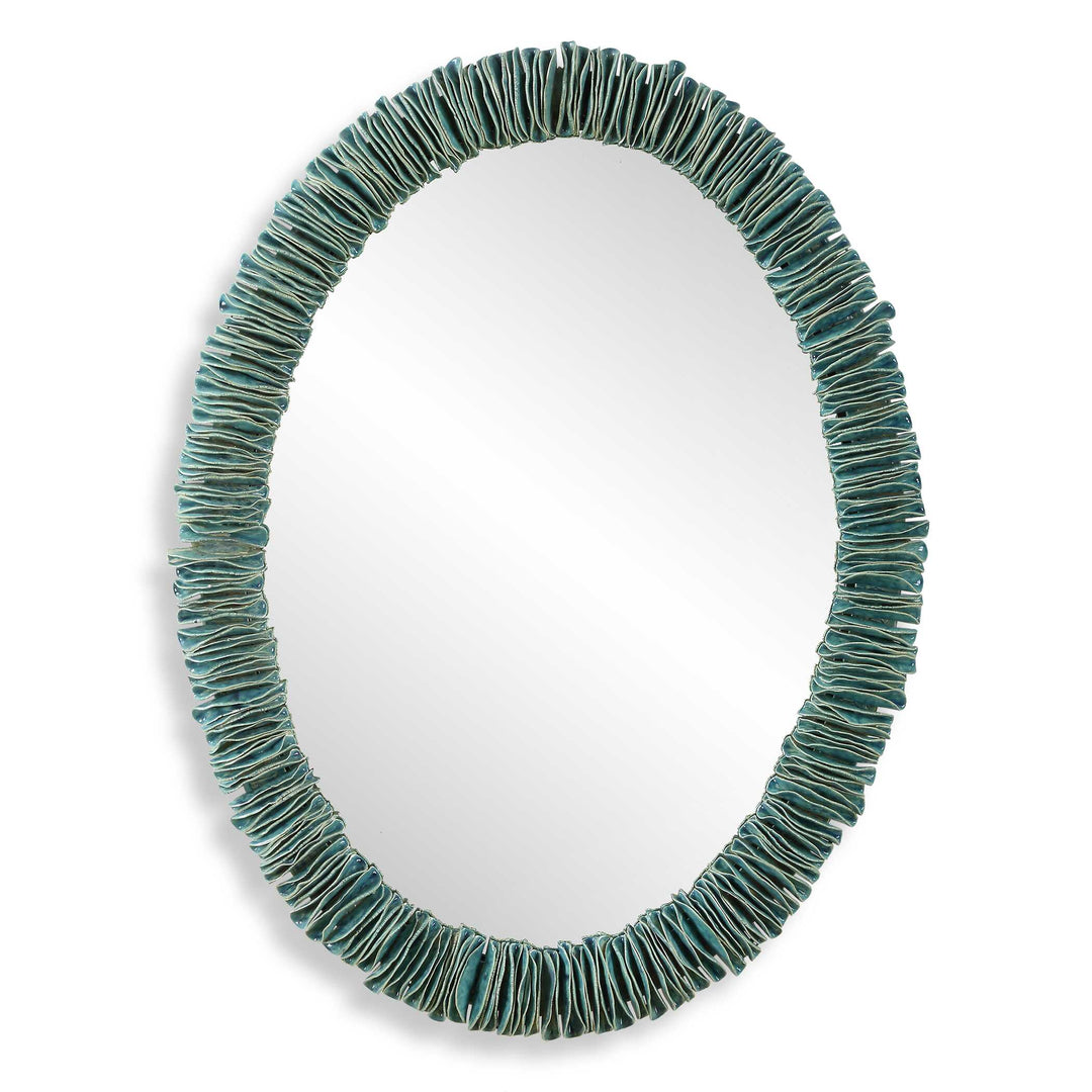 American Home Furniture Uttermost Bonaire Teal Blue Oval Mirror