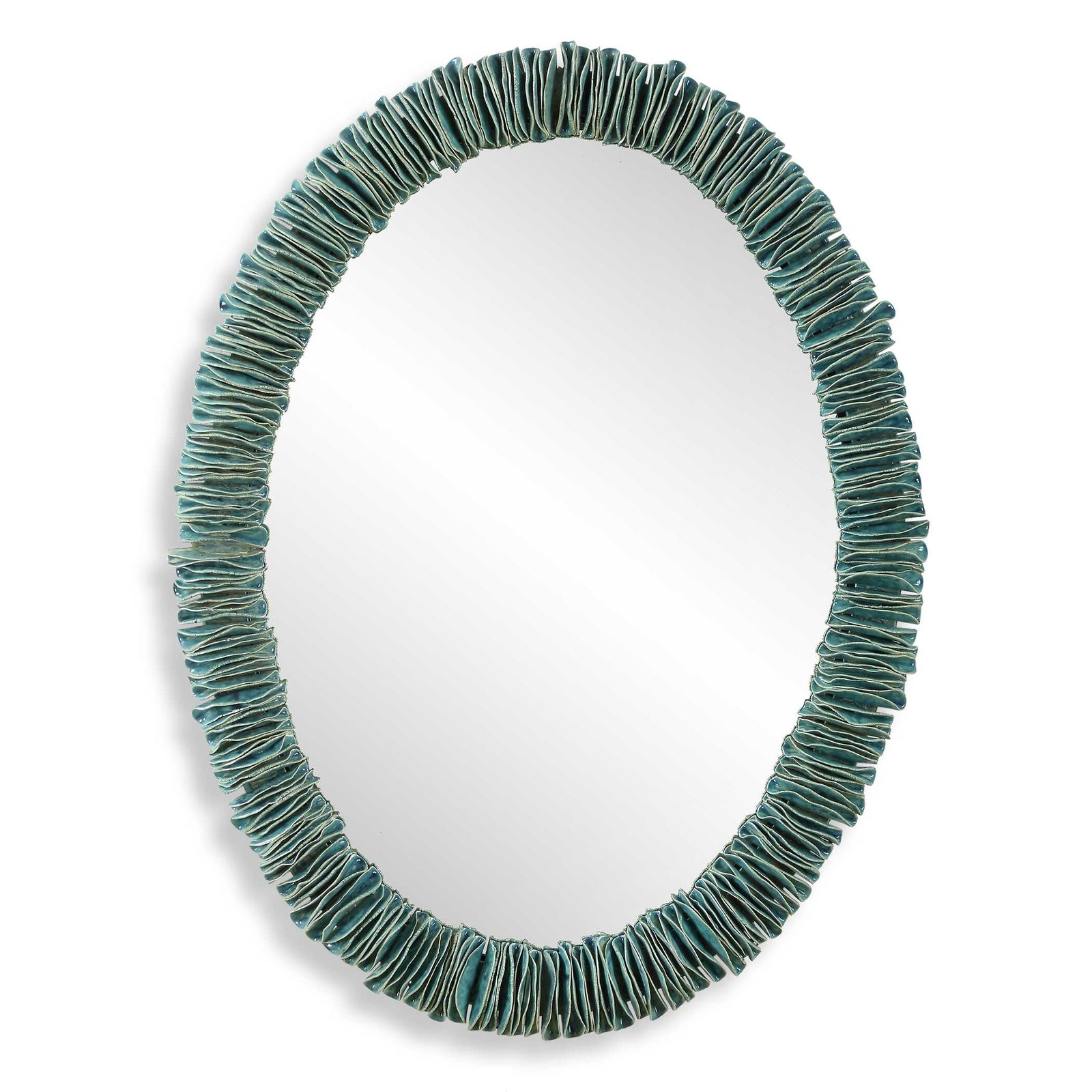 American Home Furniture Uttermost Bonaire Teal Blue Oval Mirror