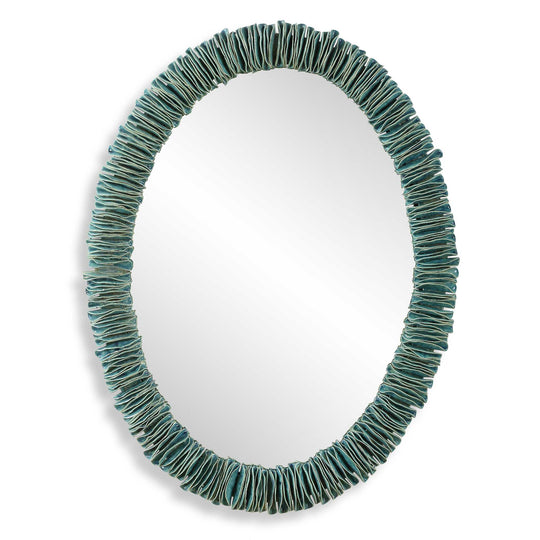 American Home Furniture Uttermost Bonaire Teal Blue Oval Mirror