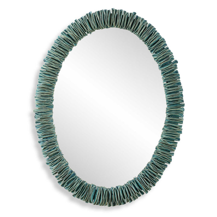 American Home Furniture Uttermost Bonaire Teal Blue Oval Mirror