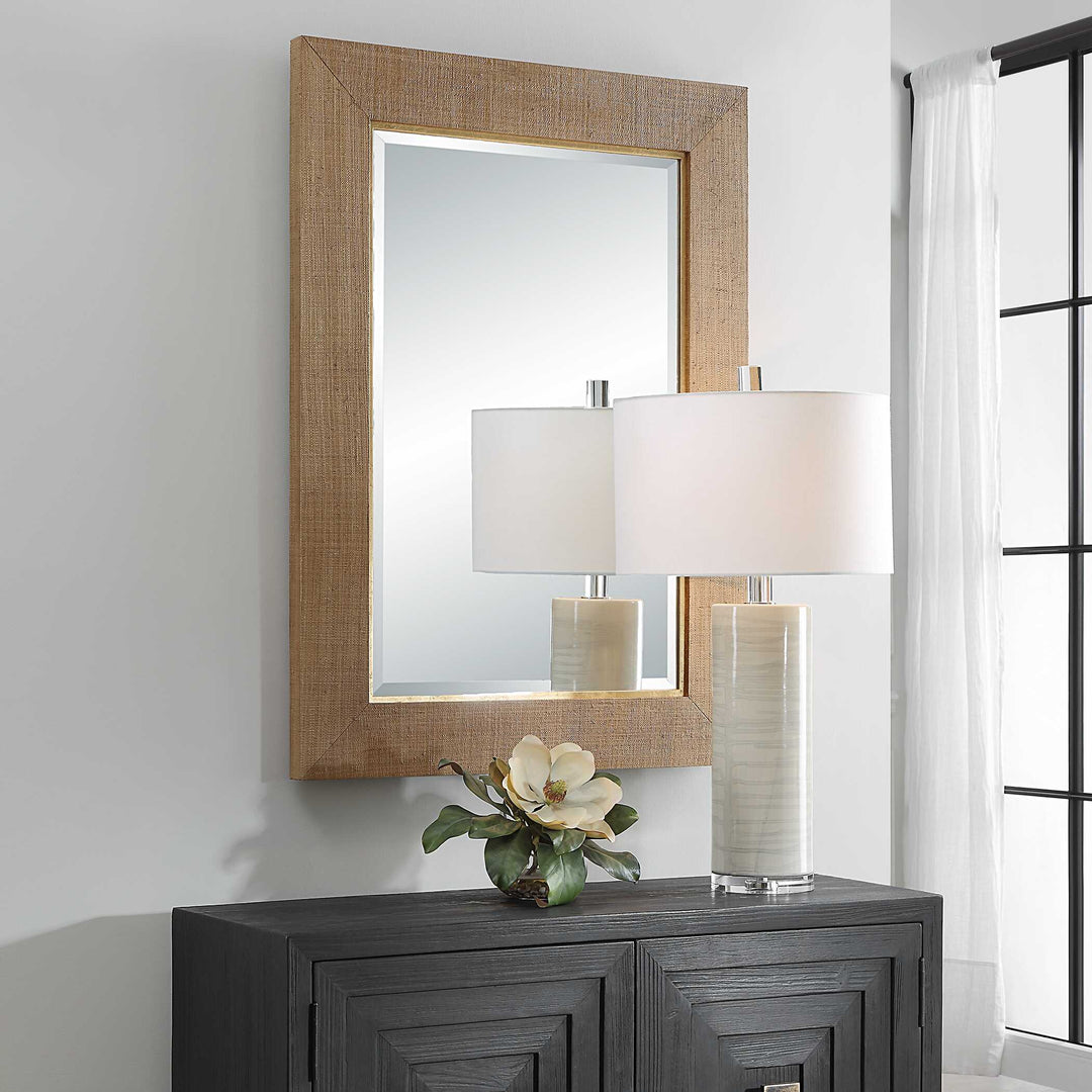 American Home Furniture Uttermost Bungalow Grass Cloth Mirror