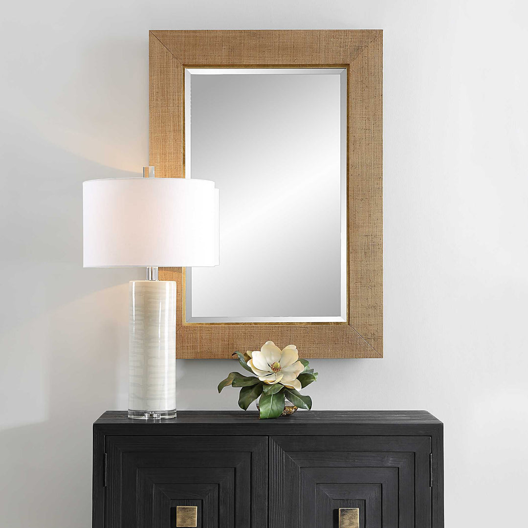 American Home Furniture Uttermost Bungalow Grass Cloth Mirror