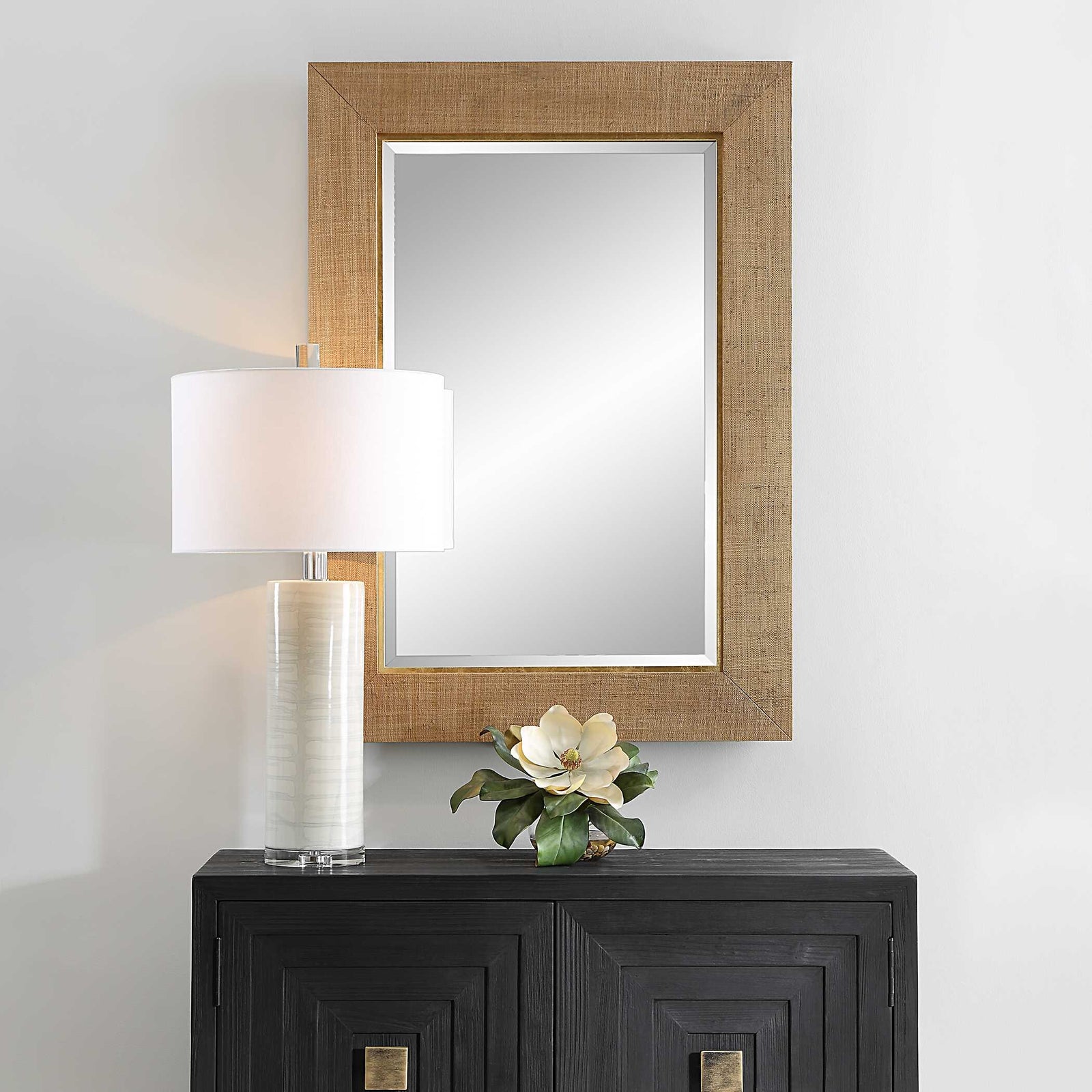 American Home Furniture Uttermost Bungalow Grass Cloth Mirror