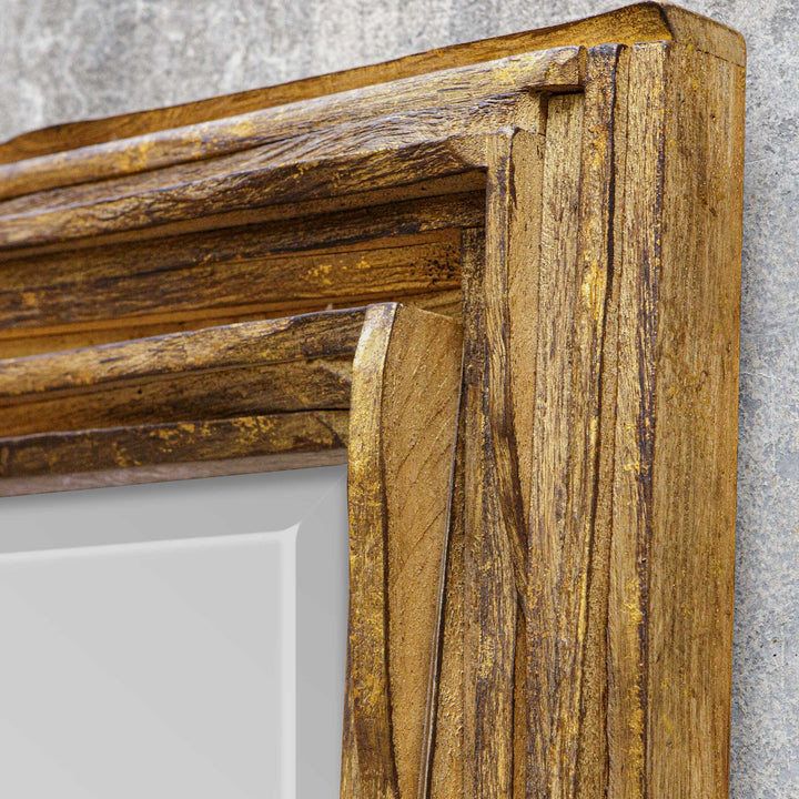 American Home Furniture Uttermost Overlap Teak Wood Mirror