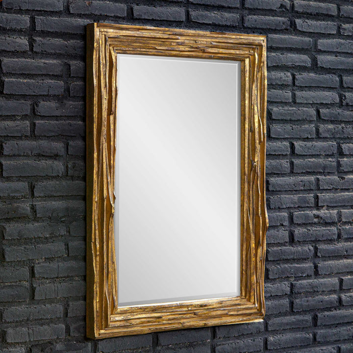 American Home Furniture Uttermost Overlap Teak Wood Mirror