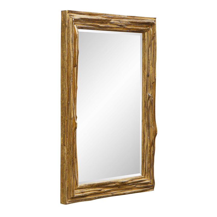 American Home Furniture Uttermost Overlap Teak Wood Mirror