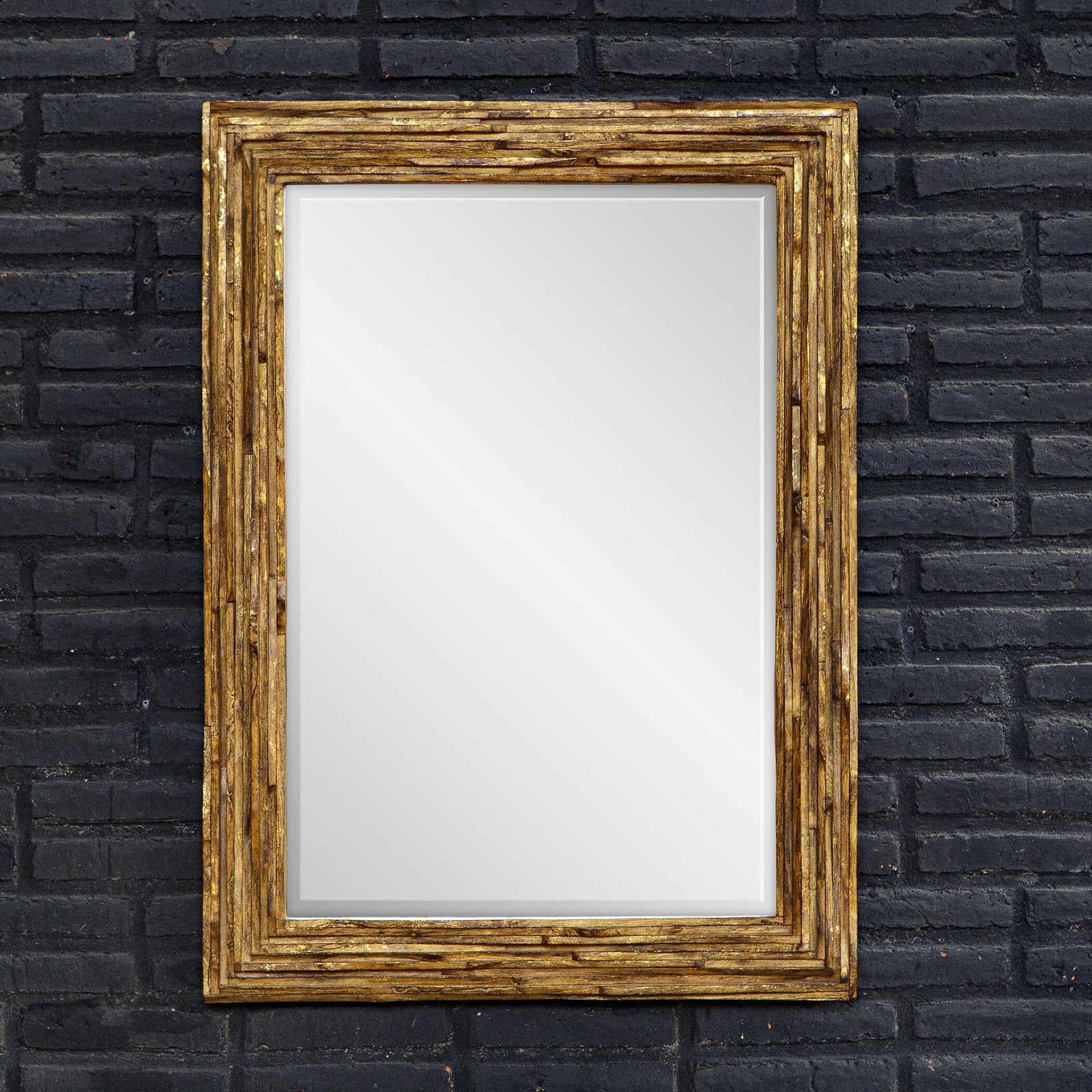 American Home Furniture Uttermost Overlap Teak Wood Mirror